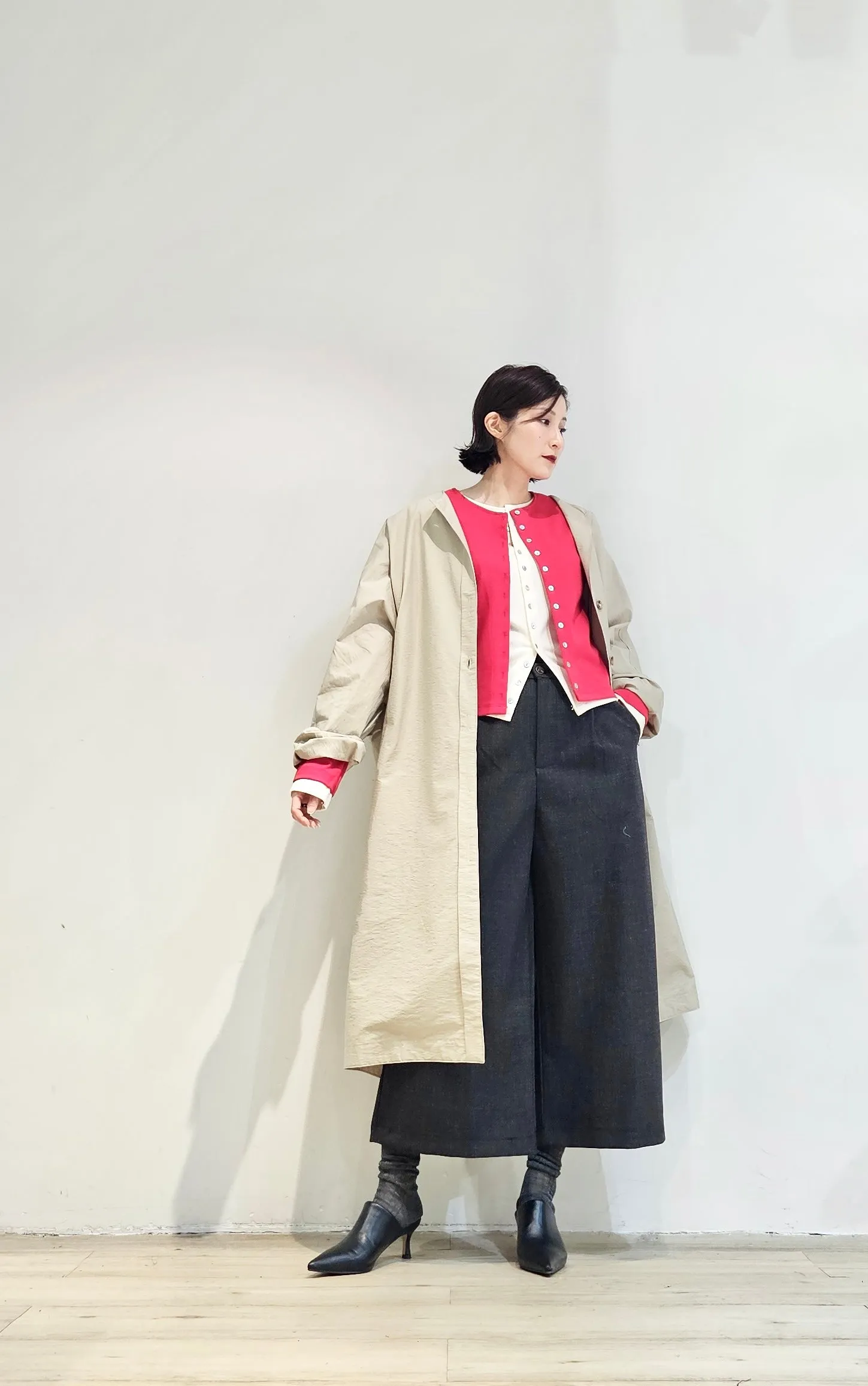 Double layer contrast cardigan - 4 colours (Pre-order)