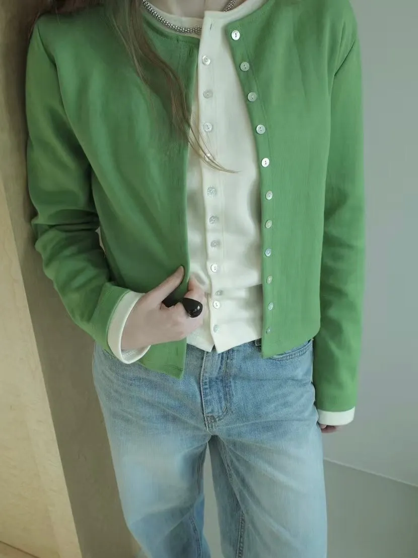 Double layer contrast cardigan - 4 colours (Pre-order)