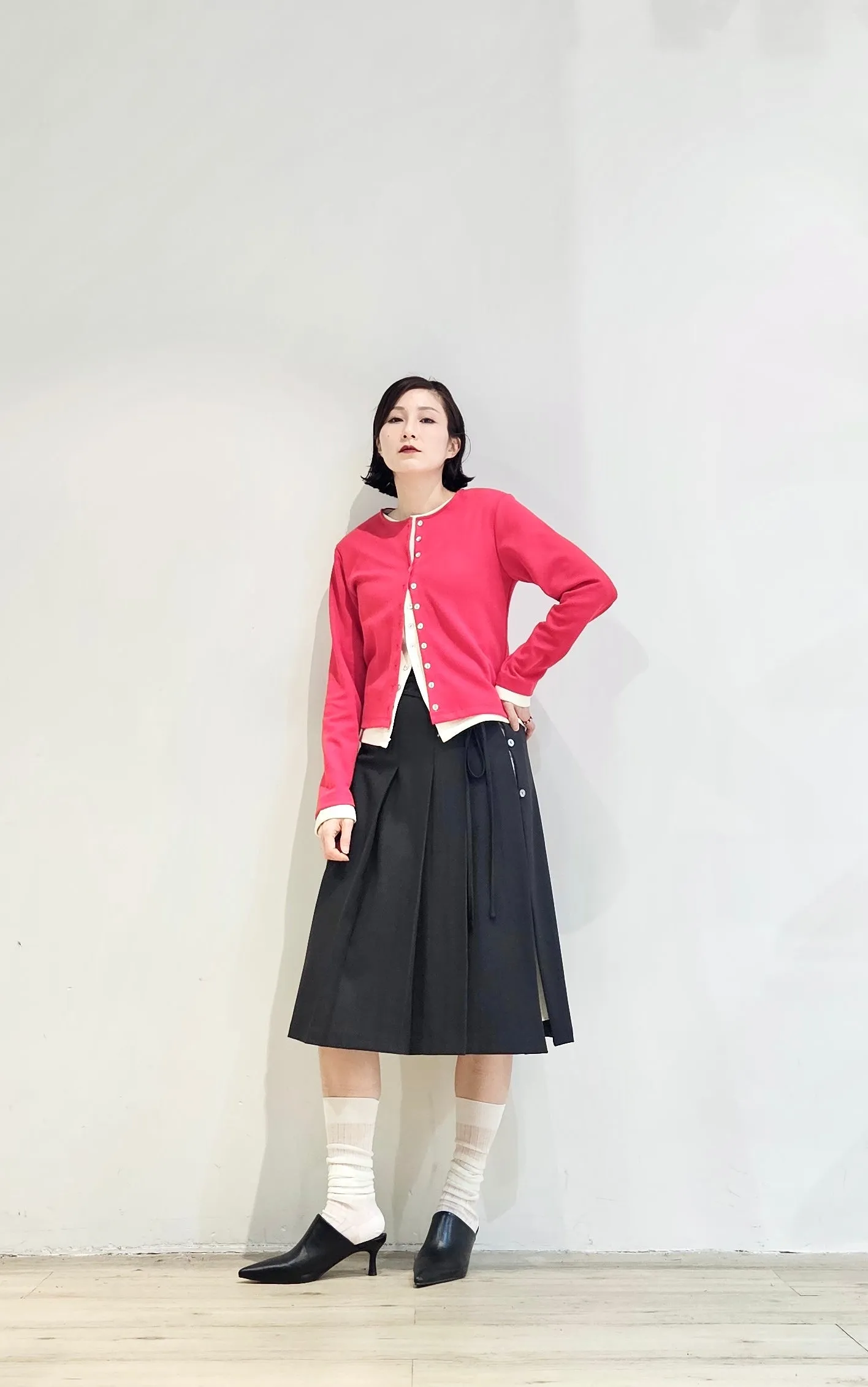 Double layer contrast cardigan - 4 colours (Pre-order)