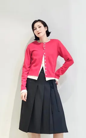 Double layer contrast cardigan - 4 colours (Pre-order)