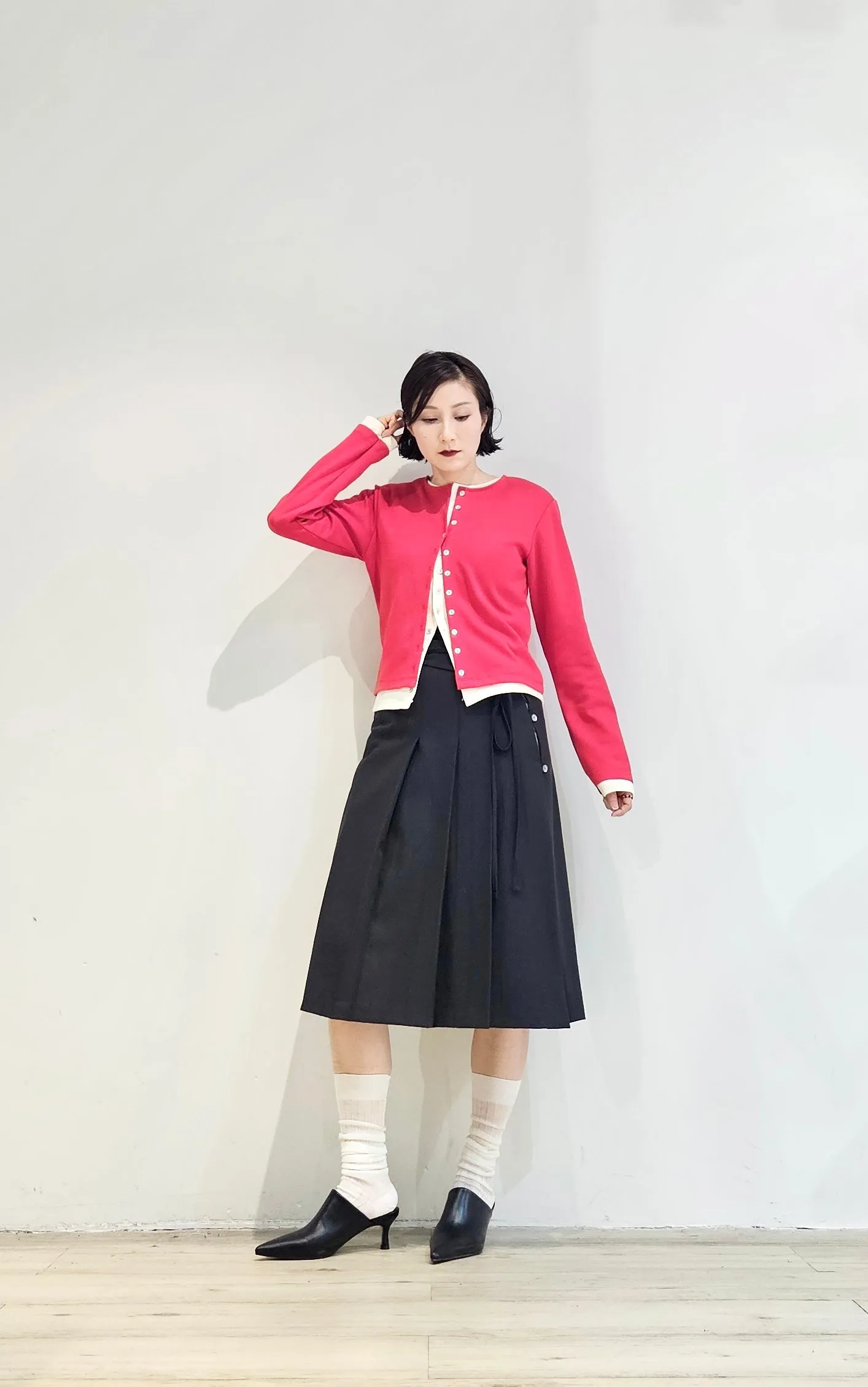 Double layer contrast cardigan - 4 colours (Pre-order)