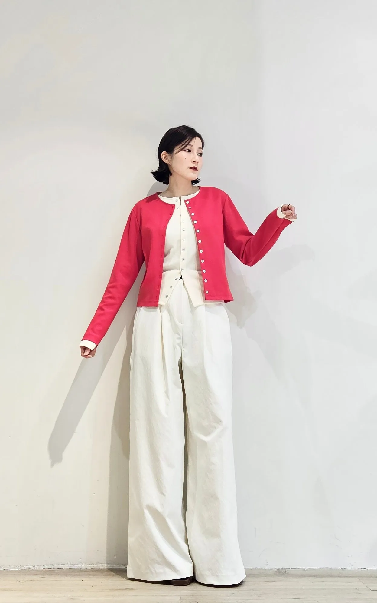 Double layer contrast cardigan - 4 colours (Pre-order)