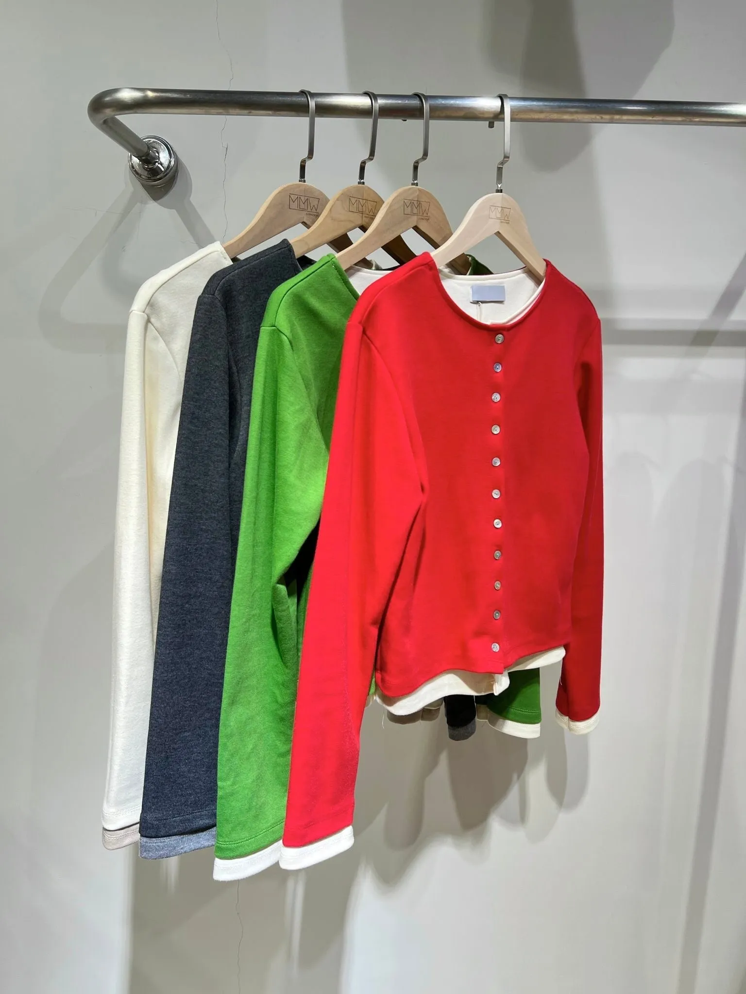Double layer contrast cardigan - 4 colours (Pre-order)