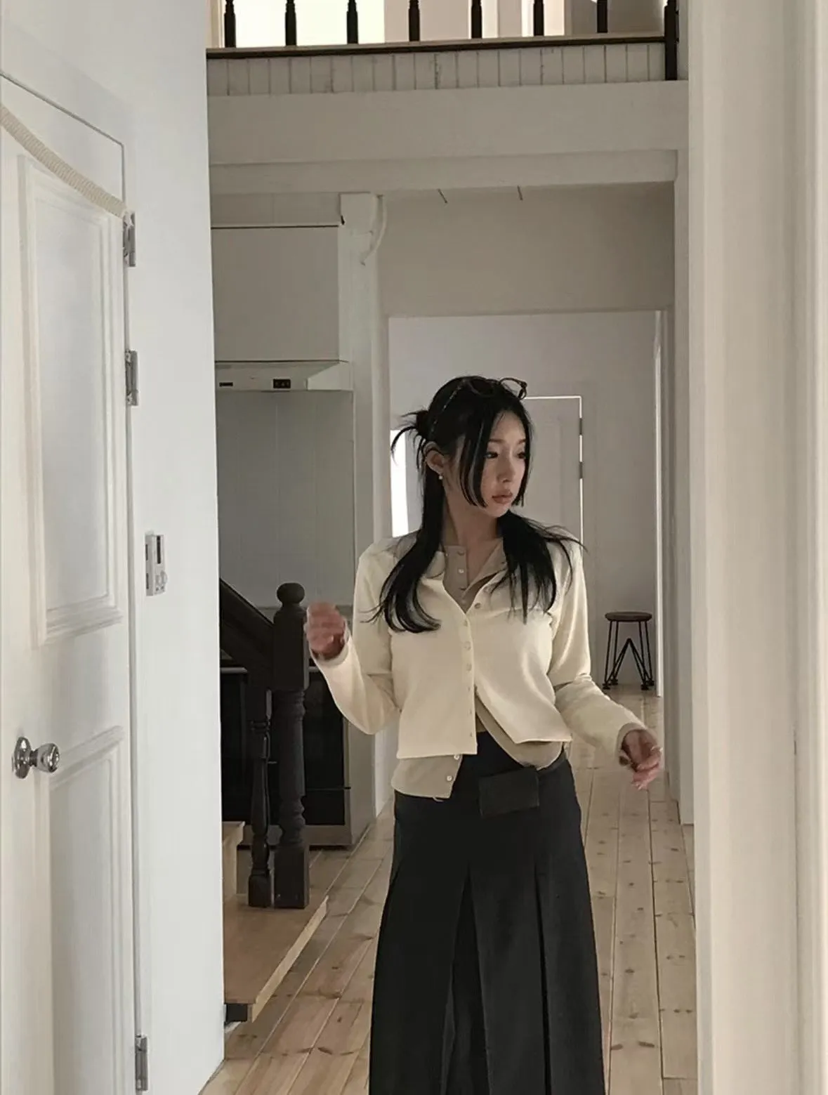 Double layer contrast cardigan - 4 colours (Pre-order)