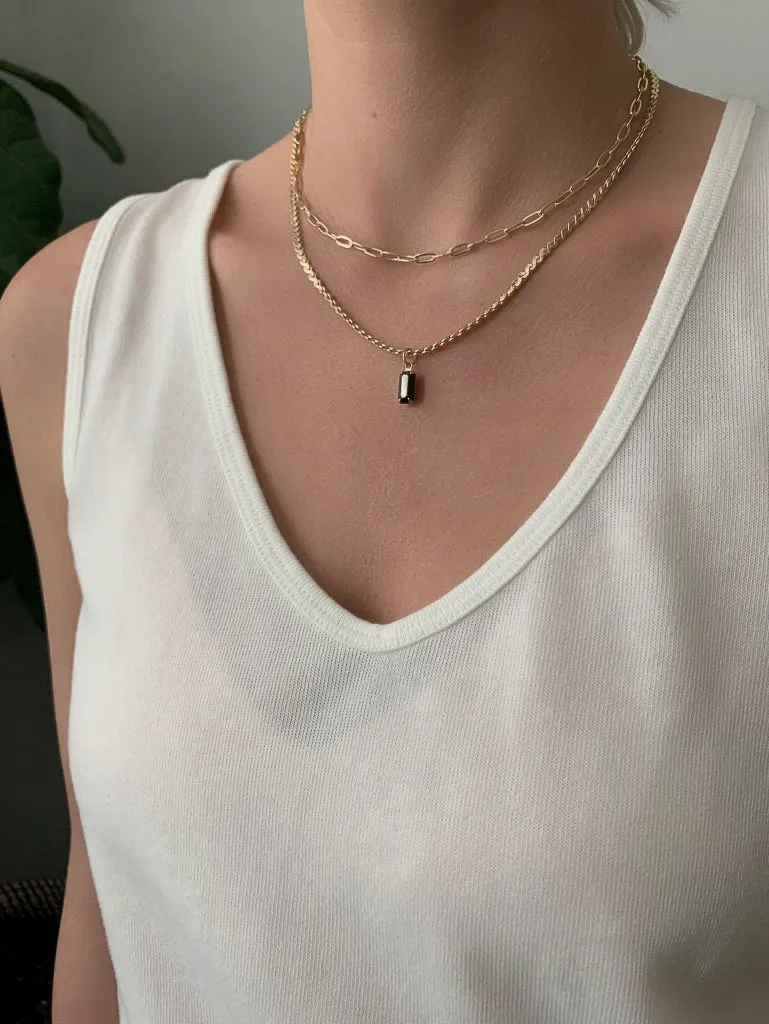 Double Layer Nouveau Necklace- Black