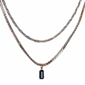 Double Layer Nouveau Necklace- Black