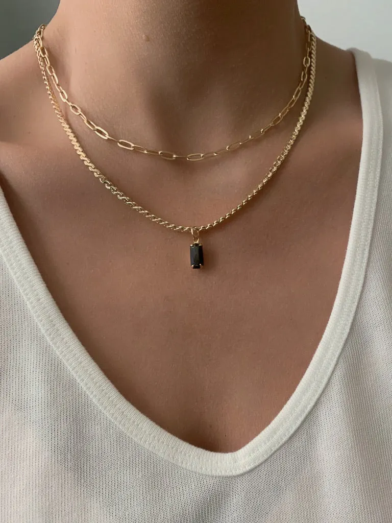Double Layer Nouveau Necklace- Black