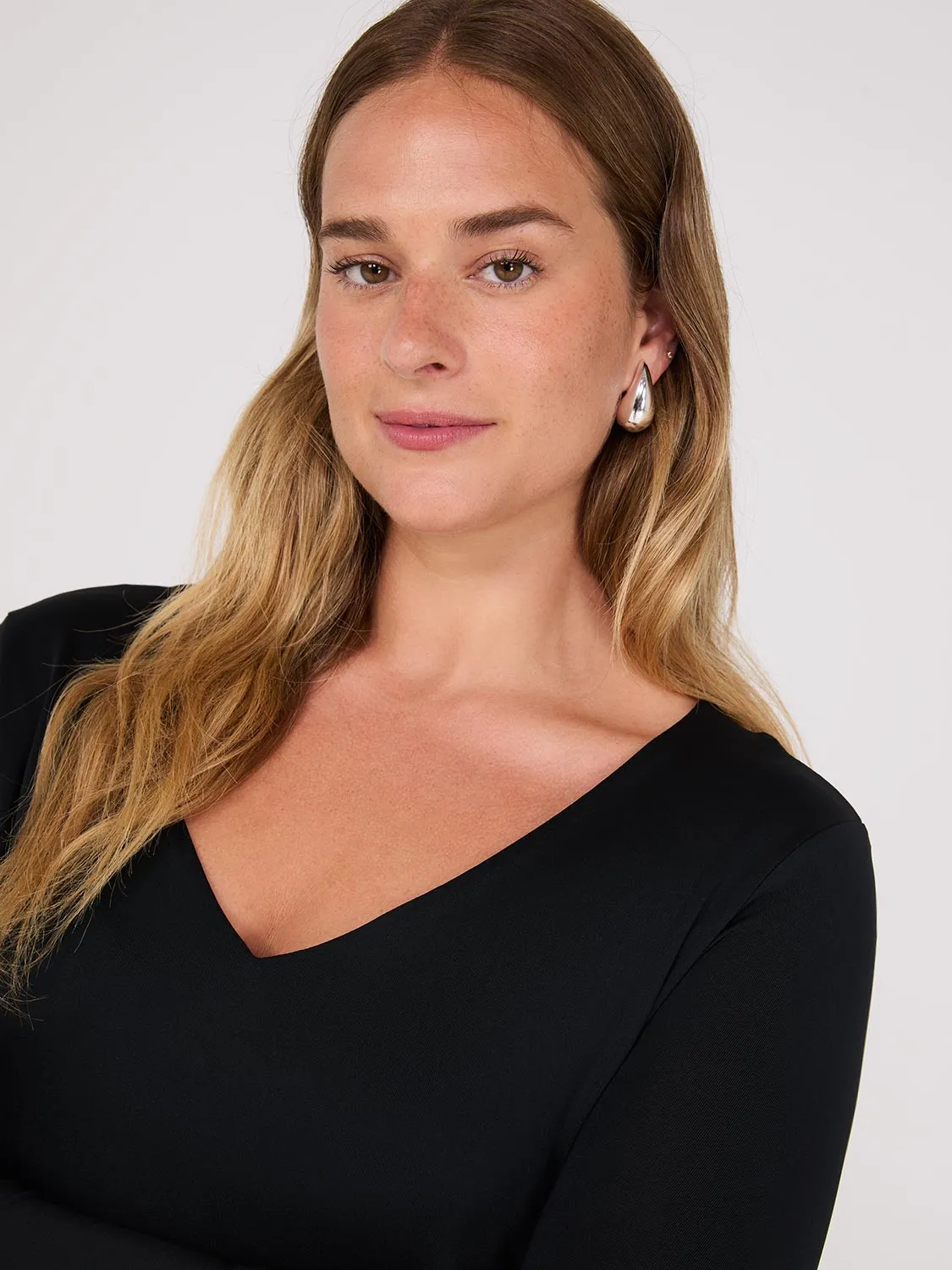 Double Layer V-Neck Long Sleeve Top