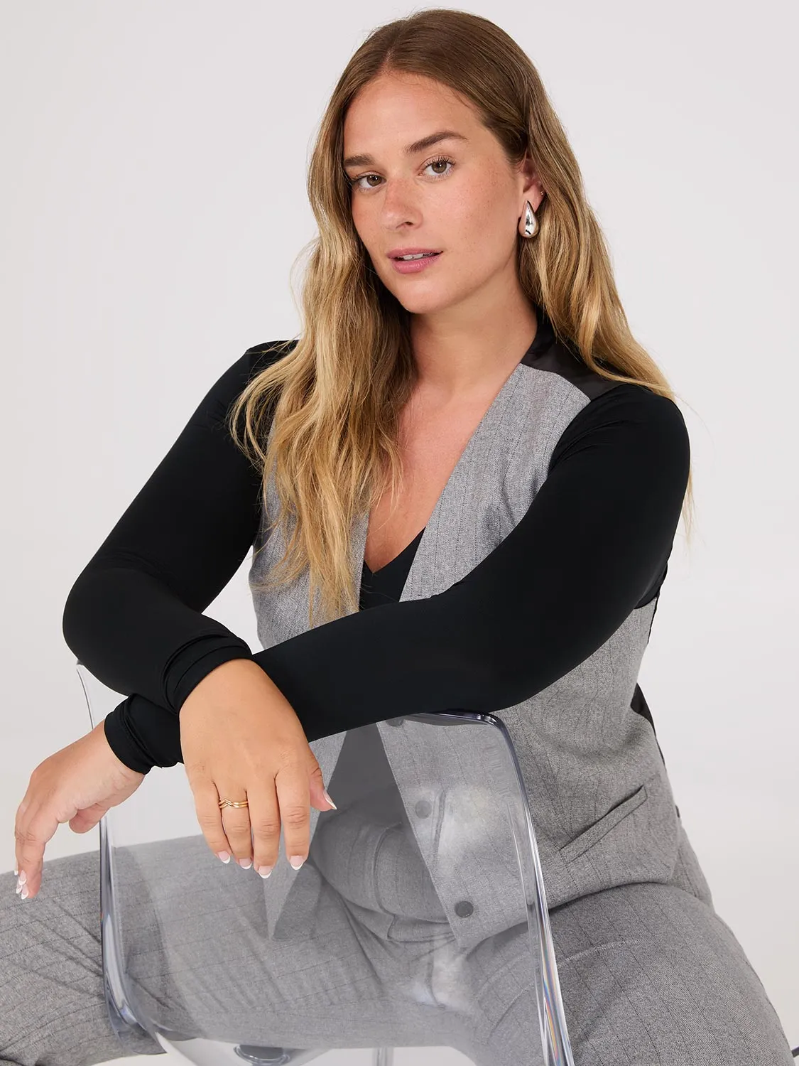 Double Layer V-Neck Long Sleeve Top