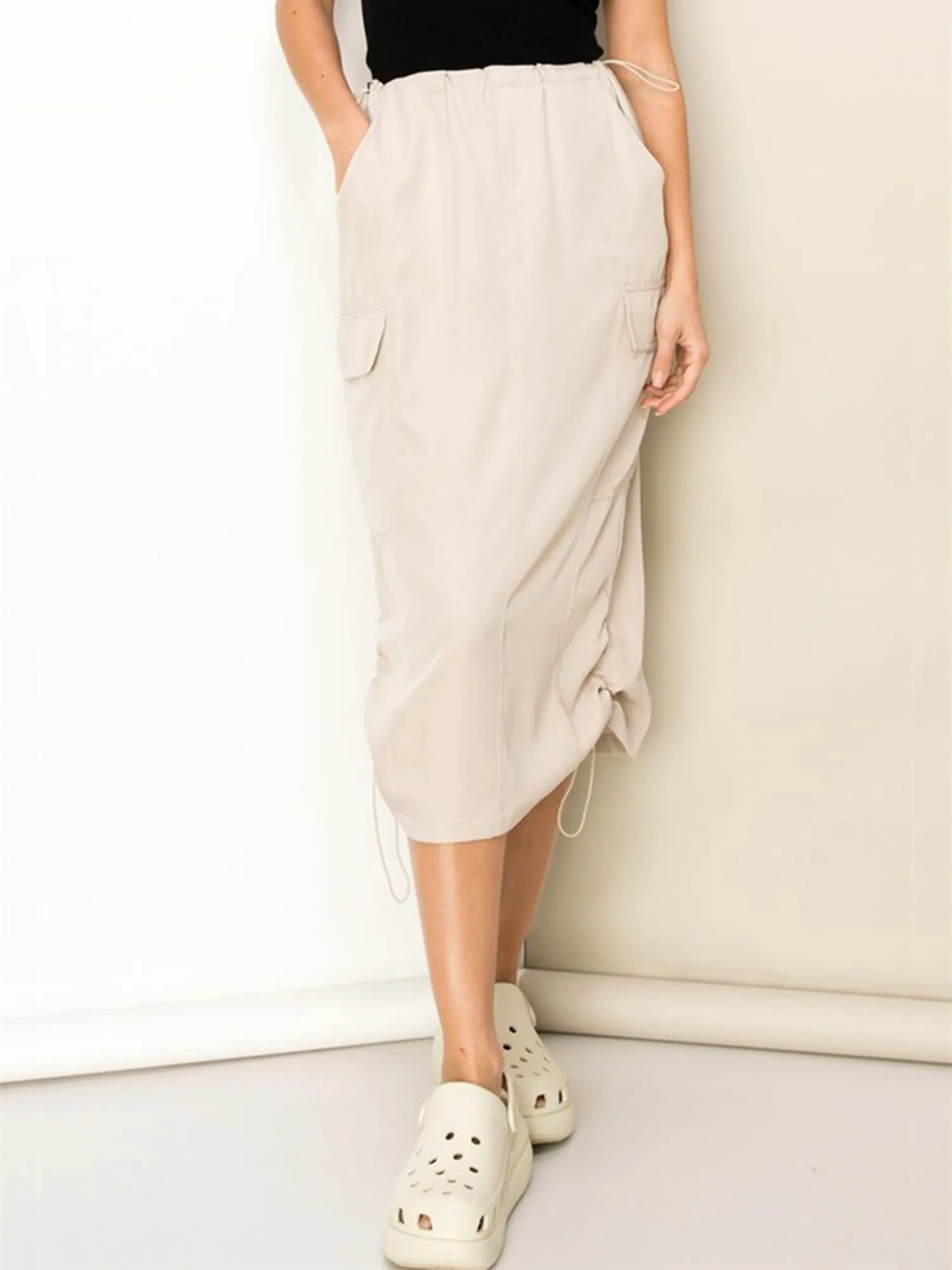 Drawstring Cargo Midi Skirt - Hyfve