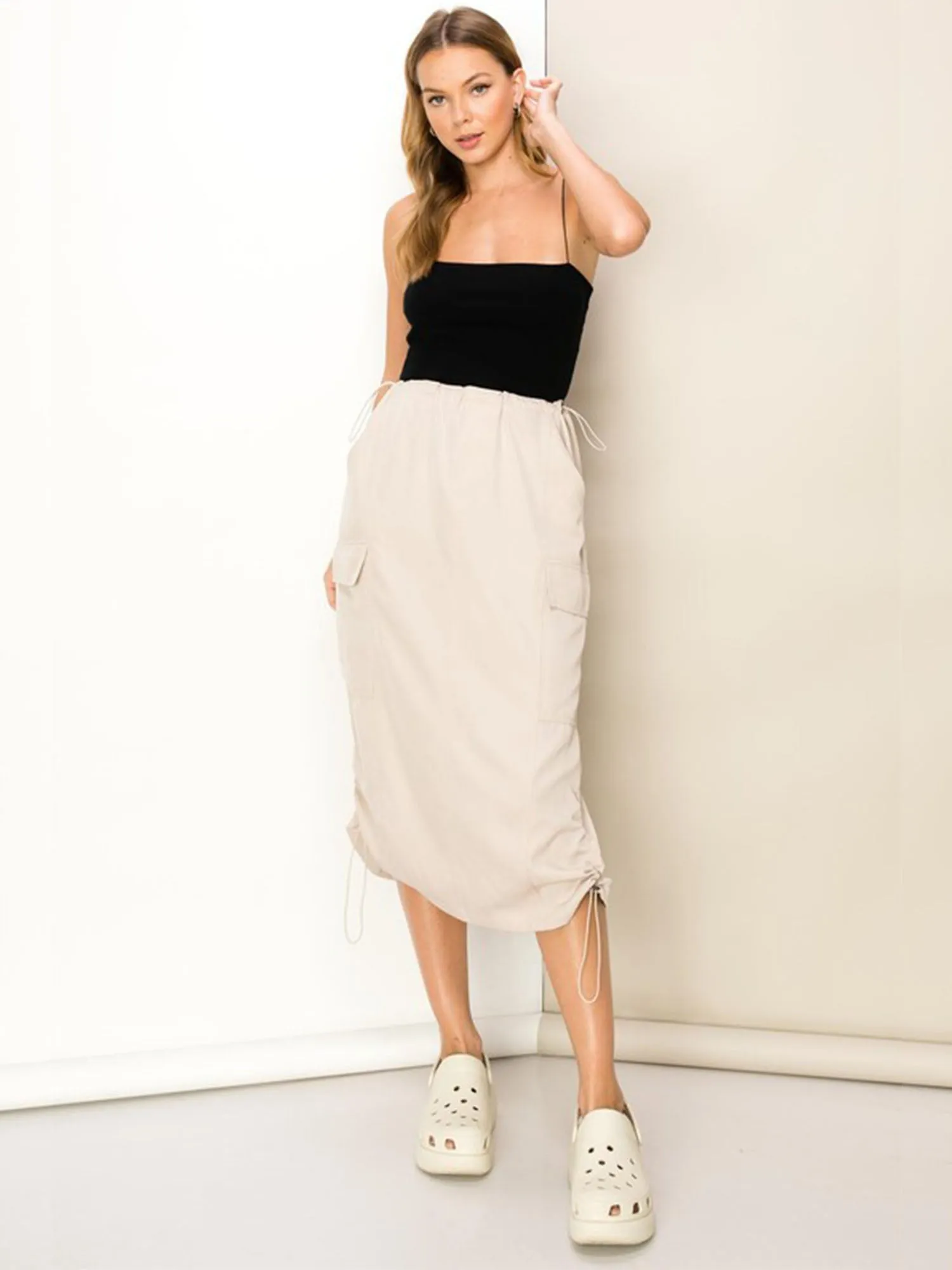 Drawstring Cargo Midi Skirt - Hyfve