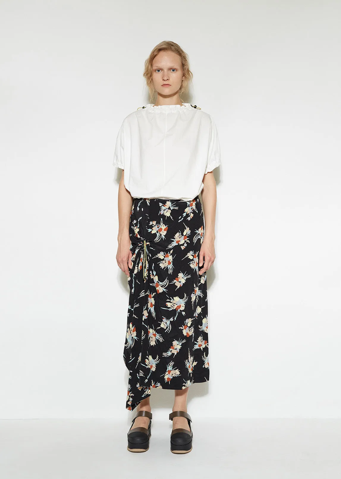 Drawstring Gathered Skirt