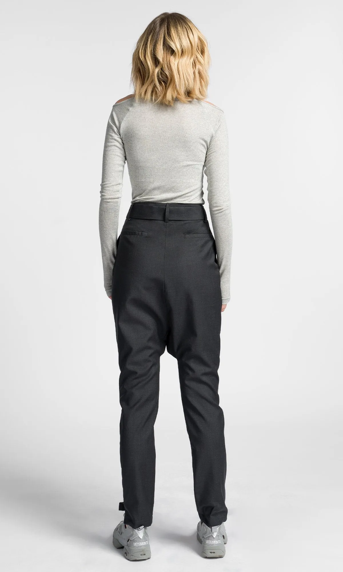 Drop Crotch Pants With Ribbon Belt