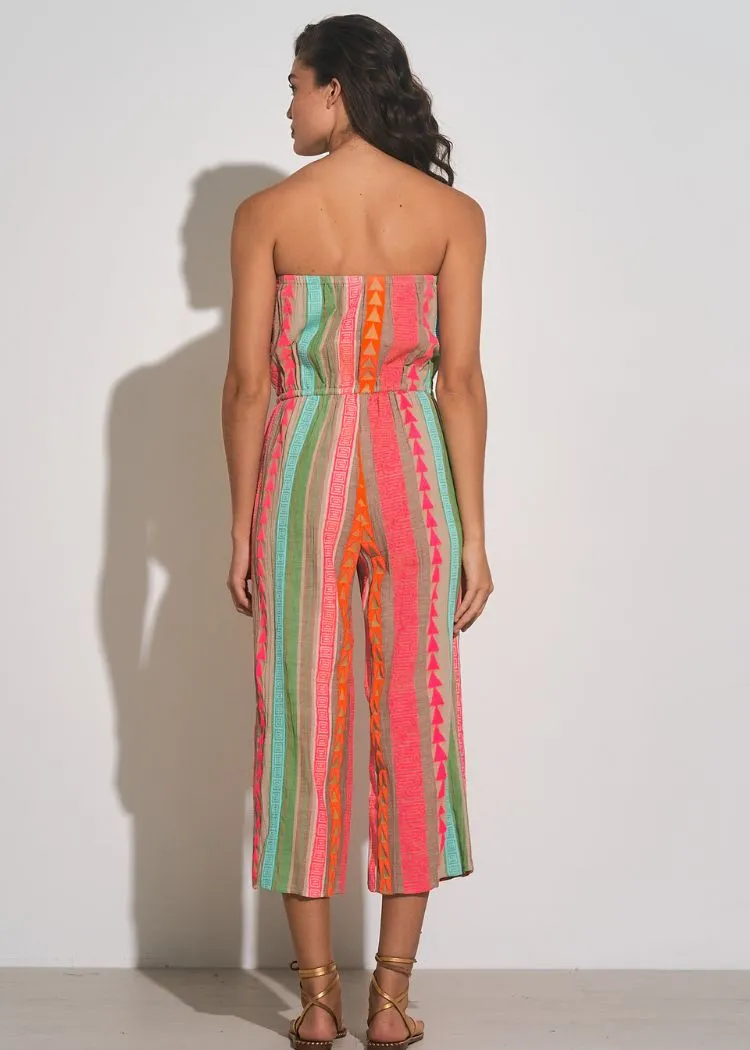 Elan Journey Embroidered Strapless Jumpsuit - Neon Multi ***FINAL SALE***