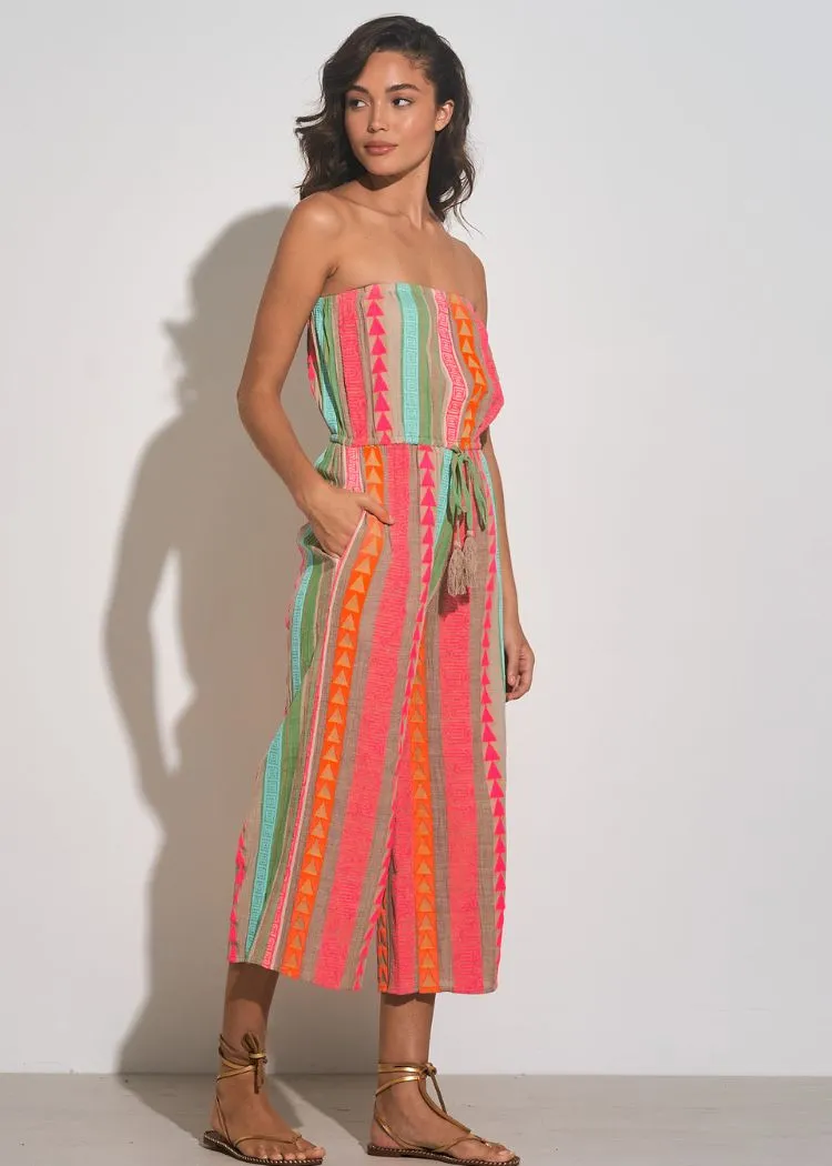 Elan Journey Embroidered Strapless Jumpsuit - Neon Multi ***FINAL SALE***
