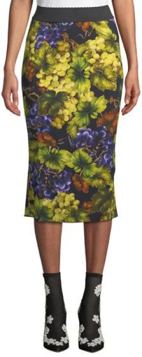 Elastic-Waist Grape-Print Tube Skirt