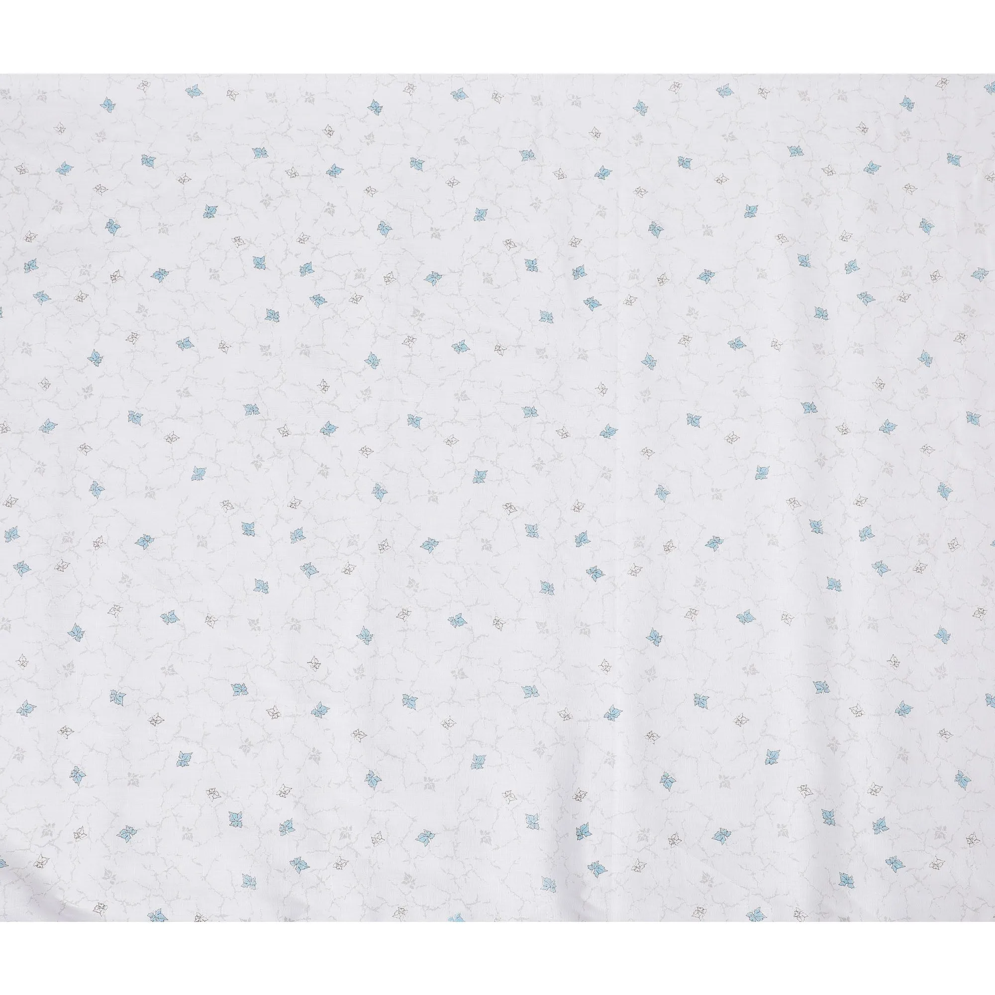 Ethereal Marble Floral Printed Linen Fabric, 150 cm Width - Ice Blue Accents on White-D18742