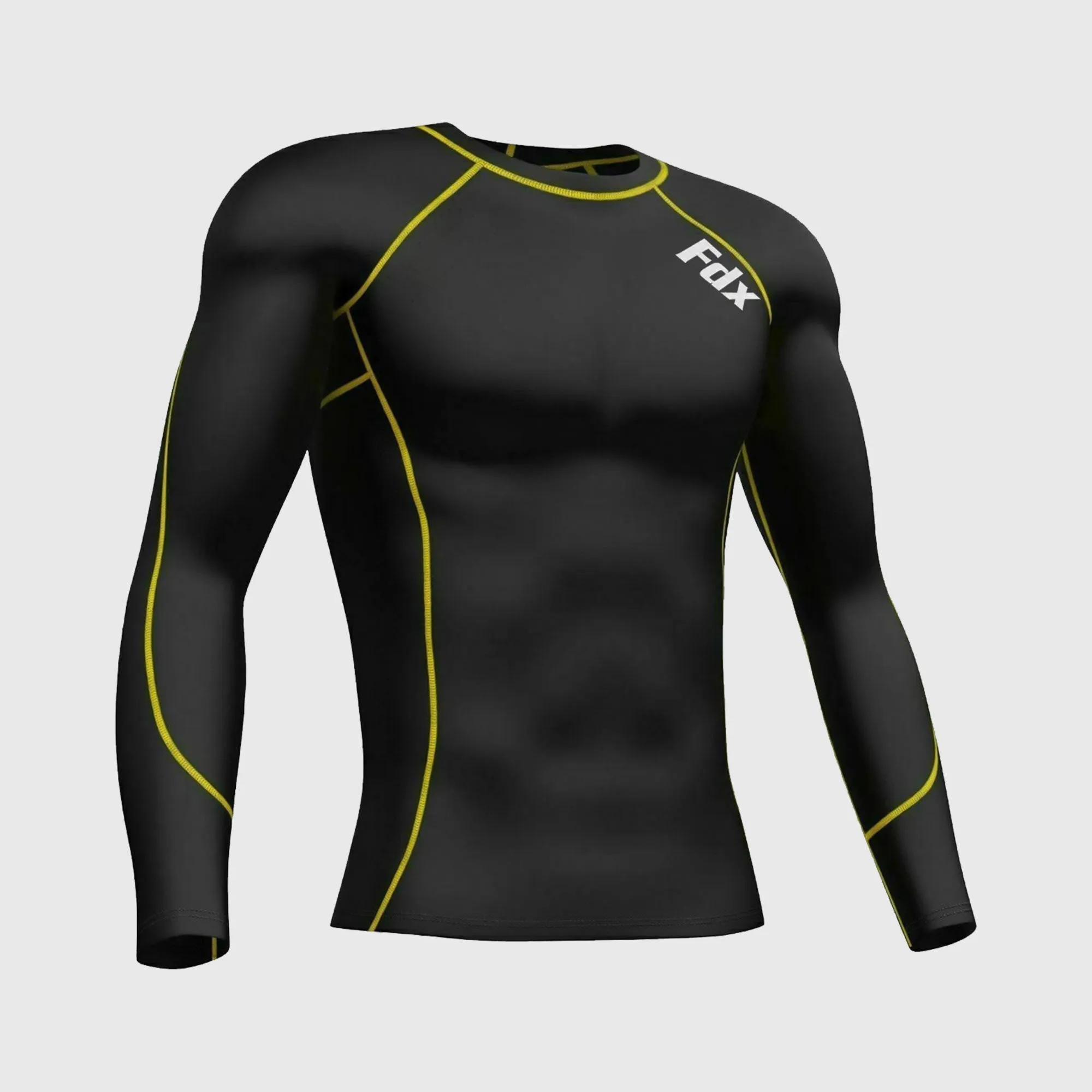 Fdx Blitz Men's Yellow Base Layer All Season Compression Top