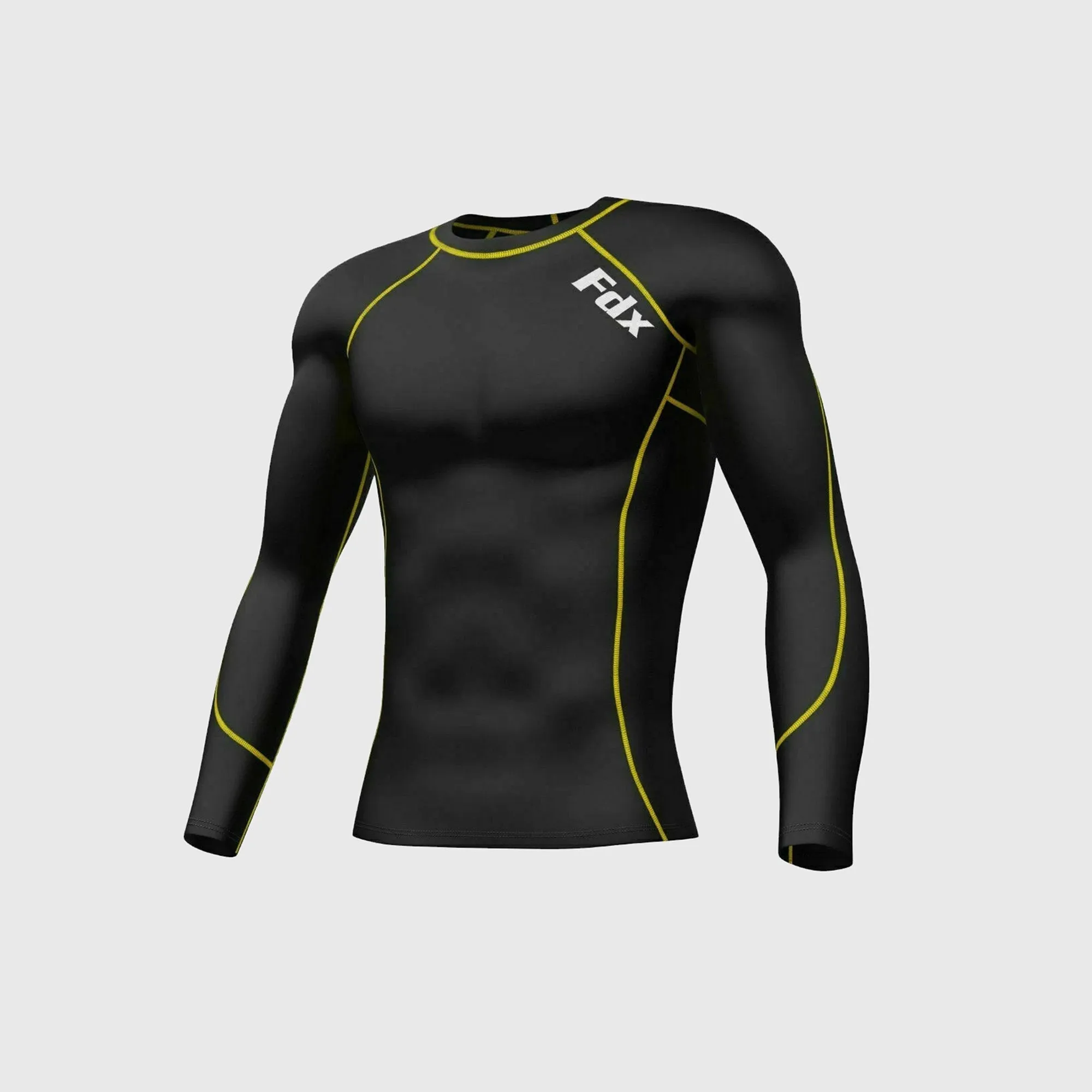 Fdx Blitz Men's Yellow Base Layer All Season Compression Top