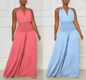 flare chiffon jumpsuit