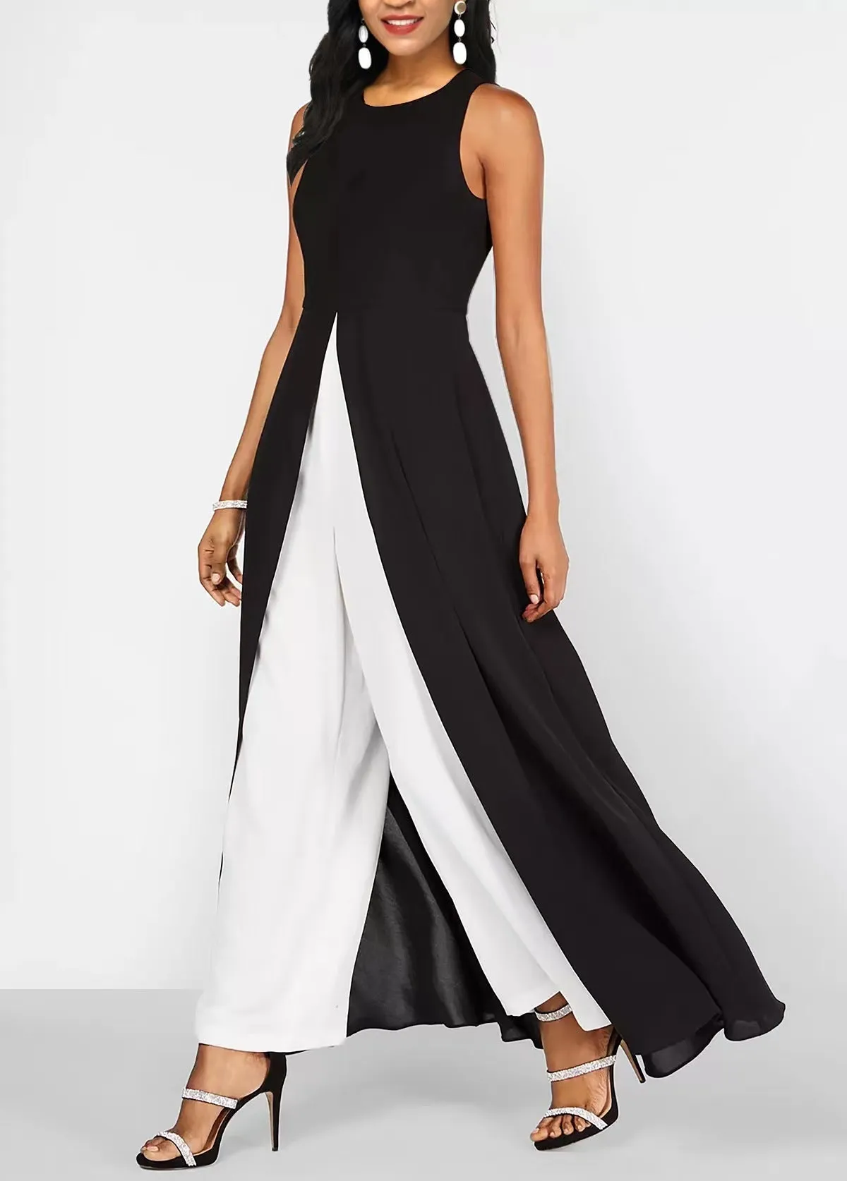 FLYTONN Casual Floral Crew Neck Jumpsuit