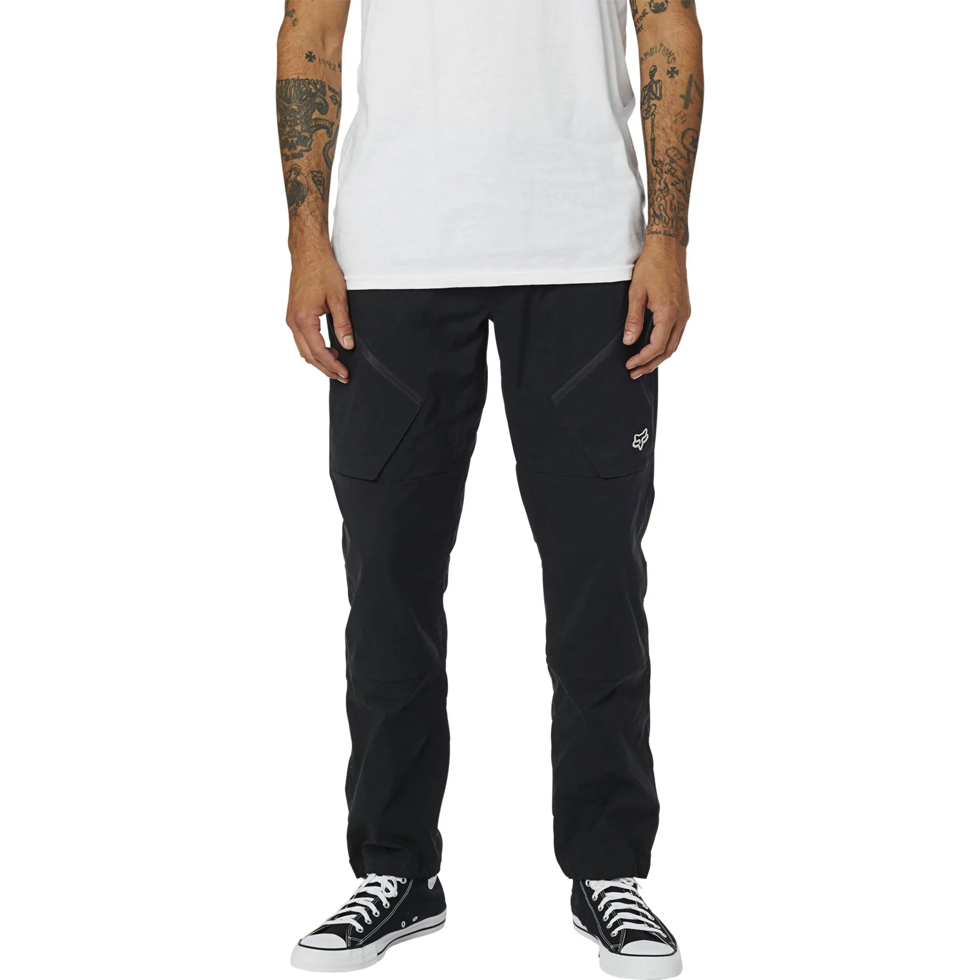 Fox Racing  Mens Black Alpha Cargo Pants Lightweight Zip Pockets Casual Soft Pant