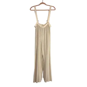 Free People Cream Wide Leg Jumpsuit- Size S