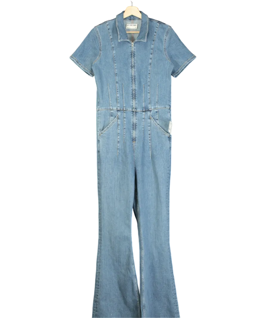 Free People We The Free Blue Jayde Flare Jumpsuit UK 8