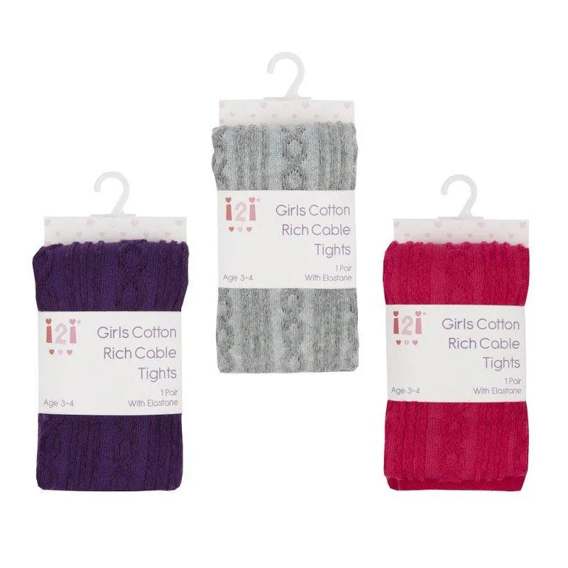 Girls Assorted Cable Knit Tights