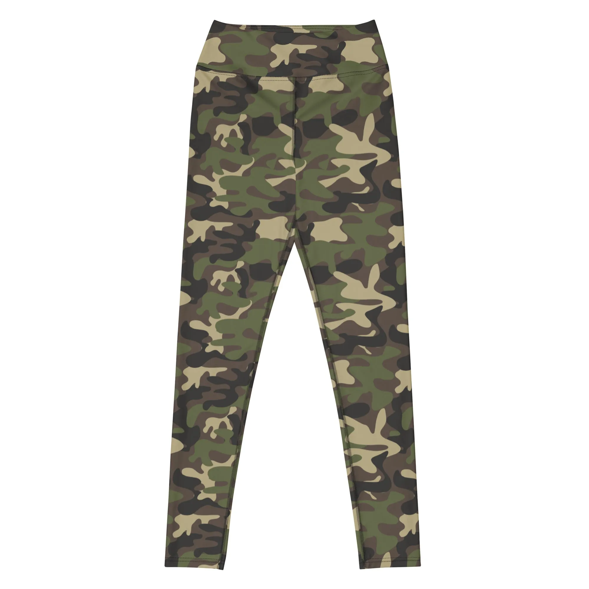 Green Camo Yoga Leggings Women, Army Camouflage High Waisted Pants Cute Printed Workout Running Gym Designer Tights