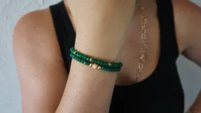 Green Jade Beaded Bracelets (Set of 2)