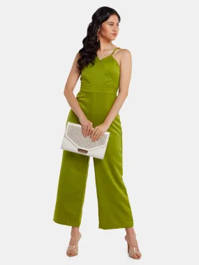 Green Solid Strappy Jumpsuit