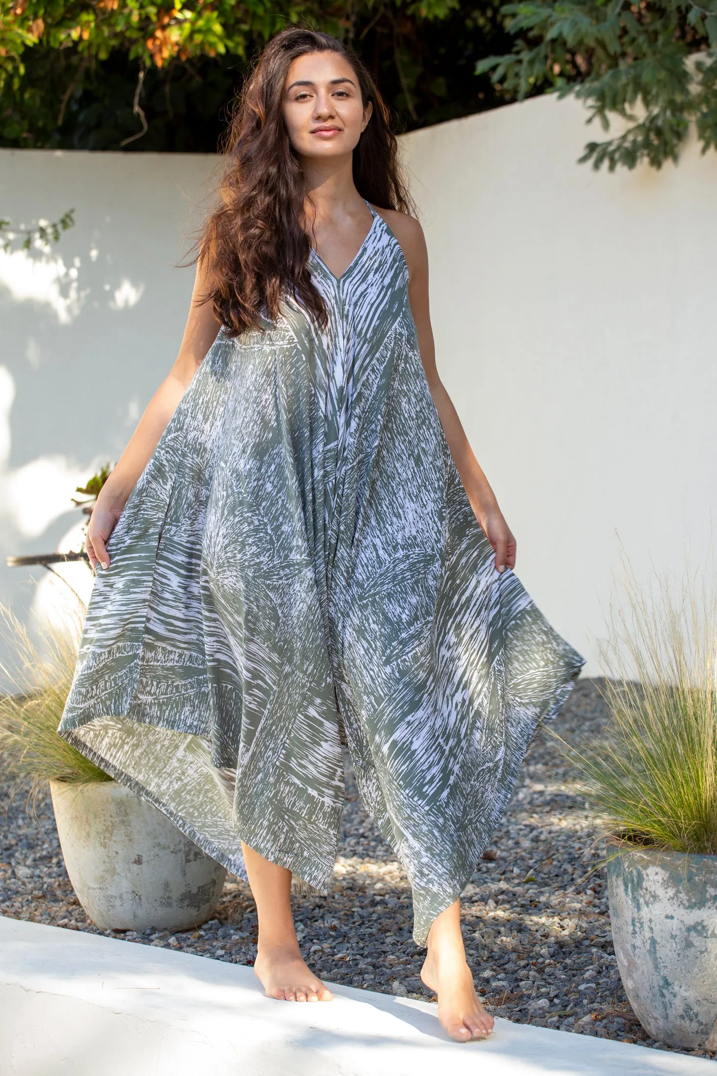 Gypsy Jumpsuit in Premium Lanai Lotus Green Brushstroke