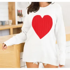 Heart Pullover Long Sleeve Sweater