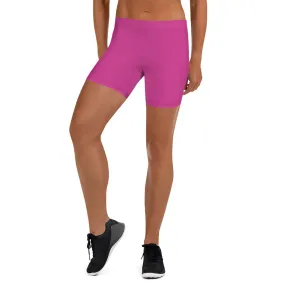 Hot Pink Women's Shorts, Best Bright Pink Short Gym Tights For Ladies-Made in USA/EU/MX
