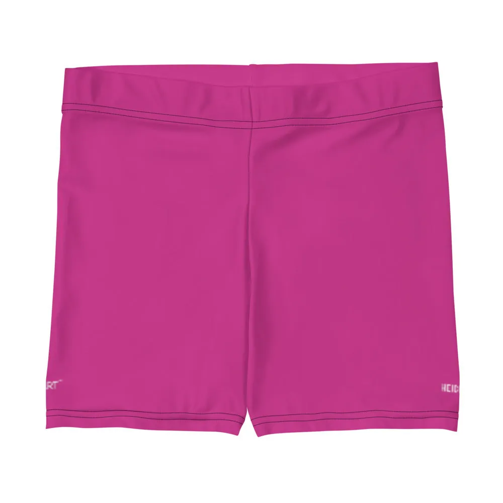 Hot Pink Women's Shorts, Best Bright Pink Short Gym Tights For Ladies-Made in USA/EU/MX