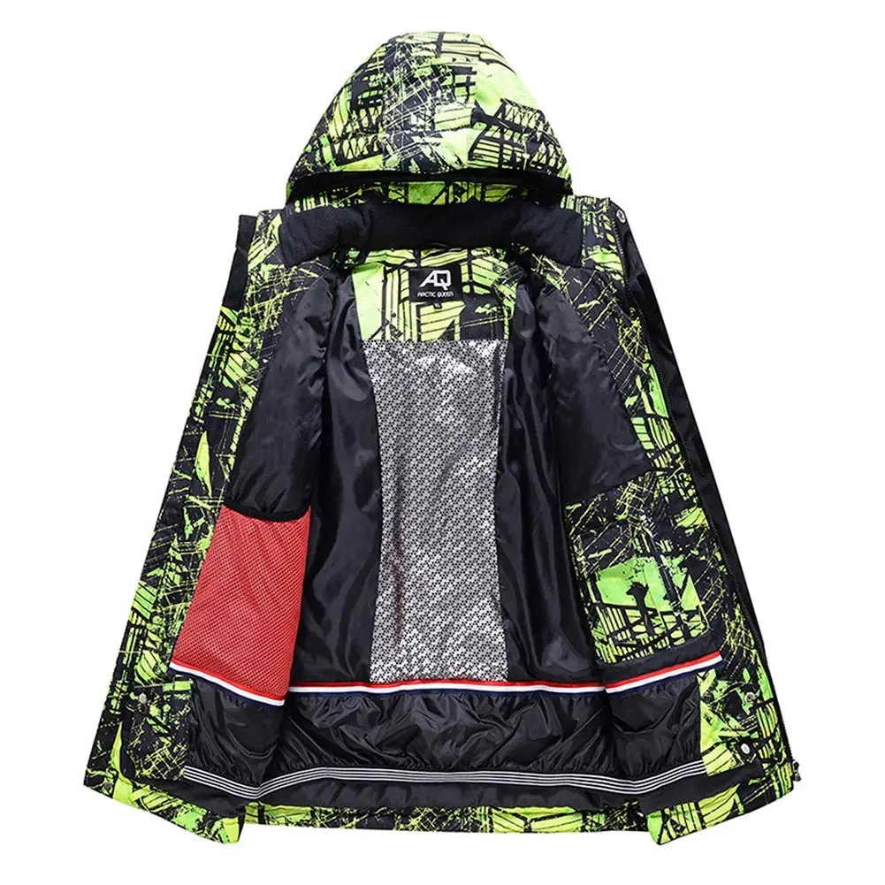 Hotian Men Hooded Skiing Cargo Jacket Soft Shell