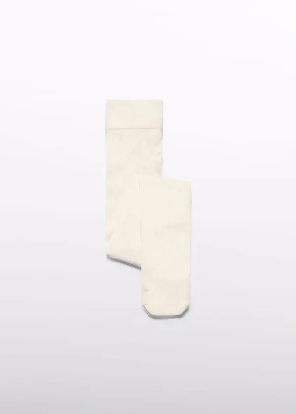 Jacquard Rhombus Cream Tights