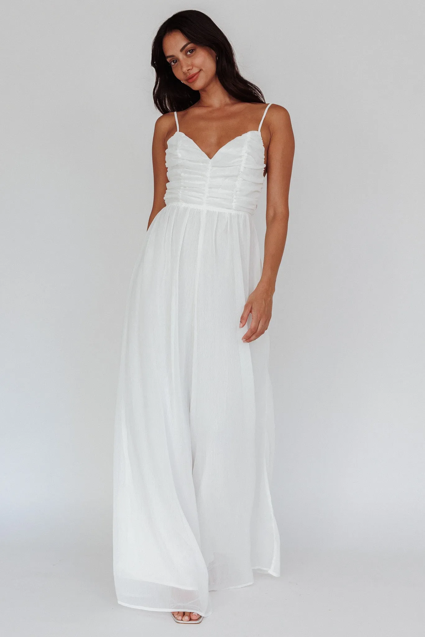 Janicca Ruched Bodice Jumpsuit Off White