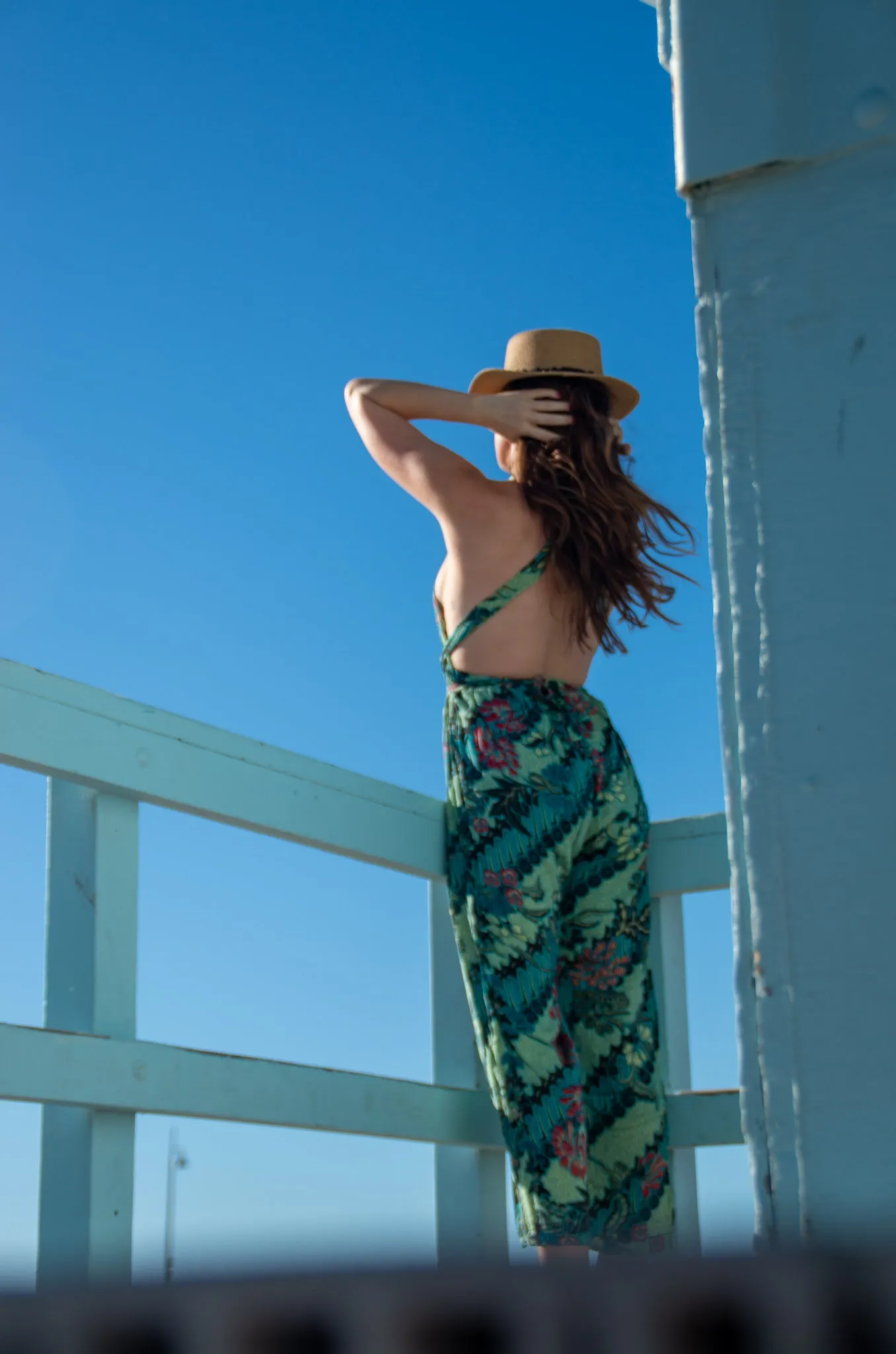 Jeannie Jumpsuit in Red Teal Swirl