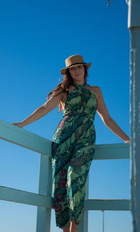 Jeannie Jumpsuit in Red Teal Swirl