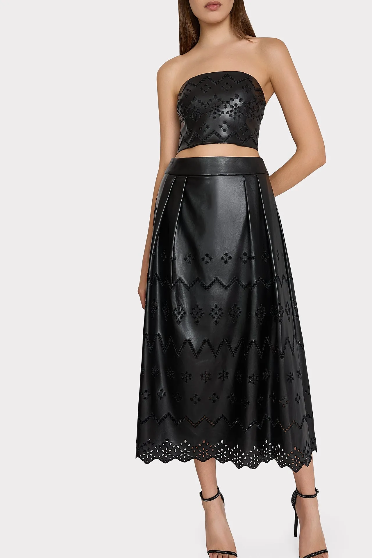 Jolene Eyelet Vegan Leather Skirt