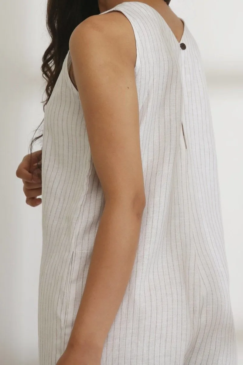 Jumpin Hemp Jumpsuit White Stripe