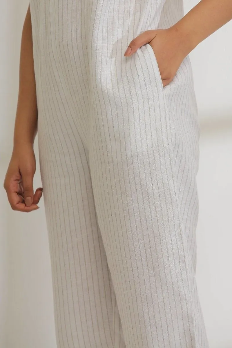 Jumpin Hemp Jumpsuit White Stripe