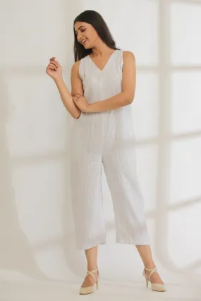 Jumpin Hemp Jumpsuit White Stripe