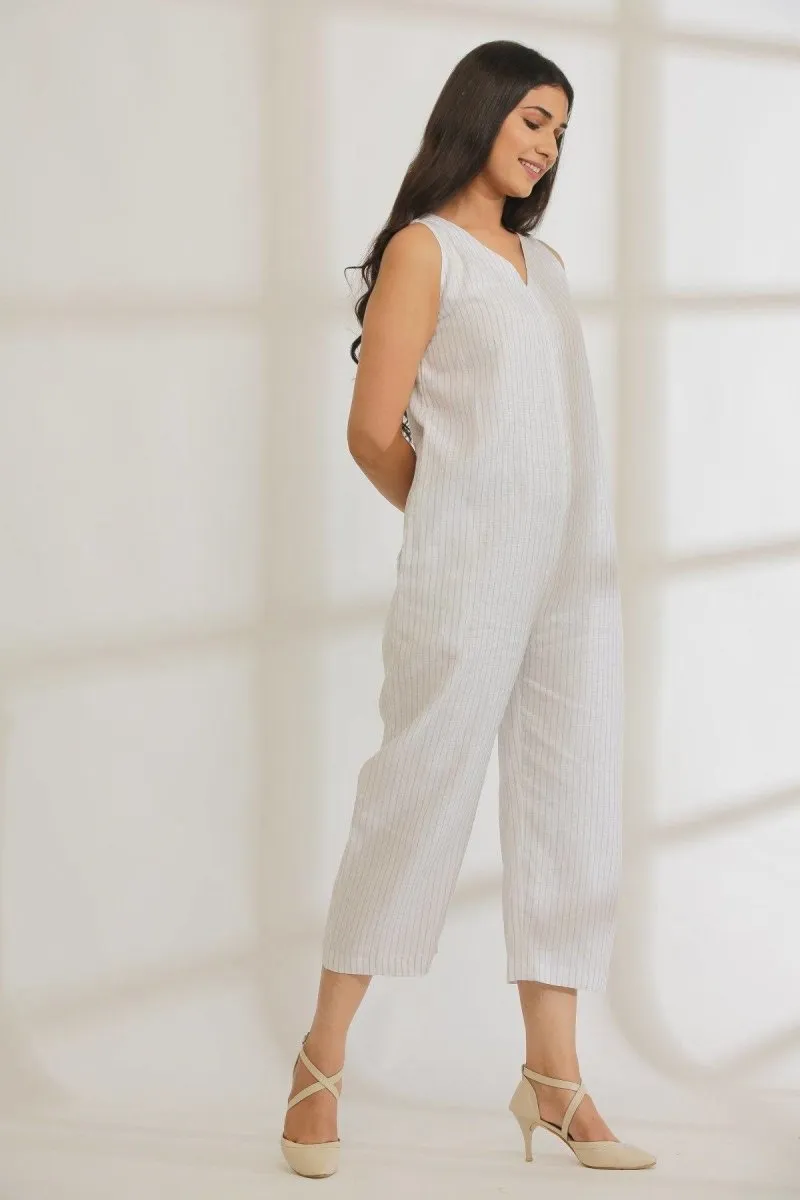 Jumpin Hemp Jumpsuit White Stripe