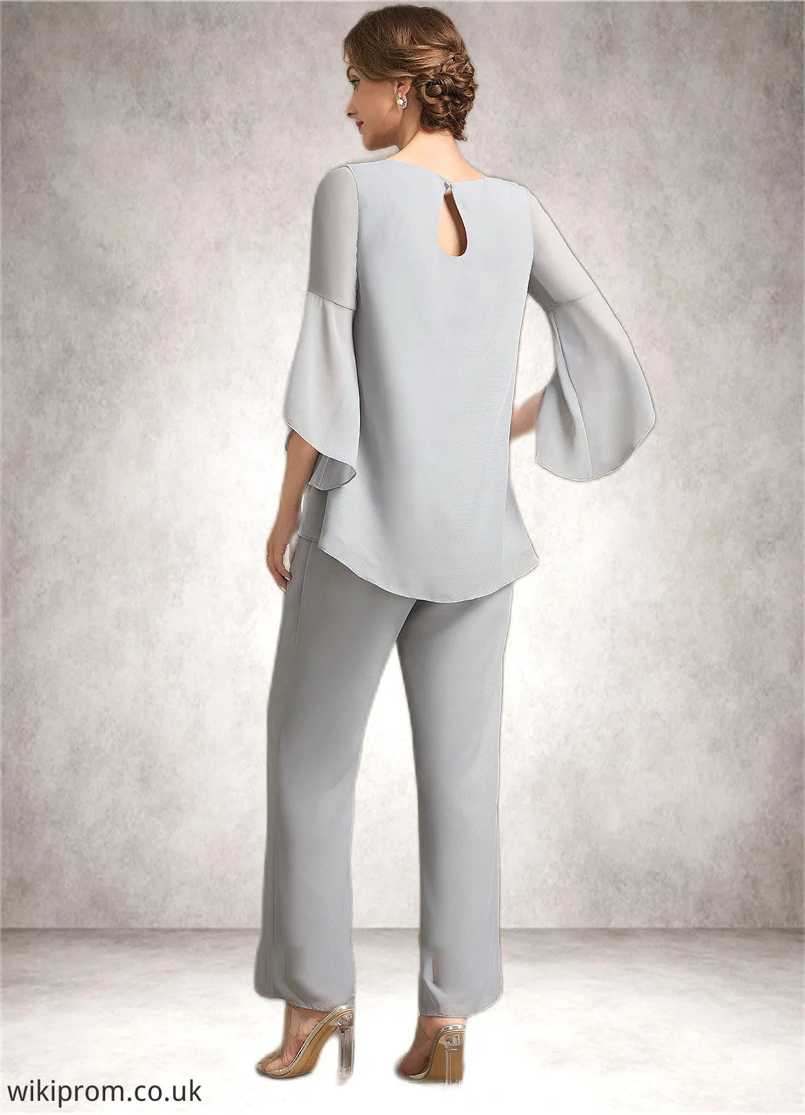 Katharine Jumpsuit/Pantsuit Scoop Neck Ankle-Length Chiffon Mother of the Bride Dress SWK126P0014958