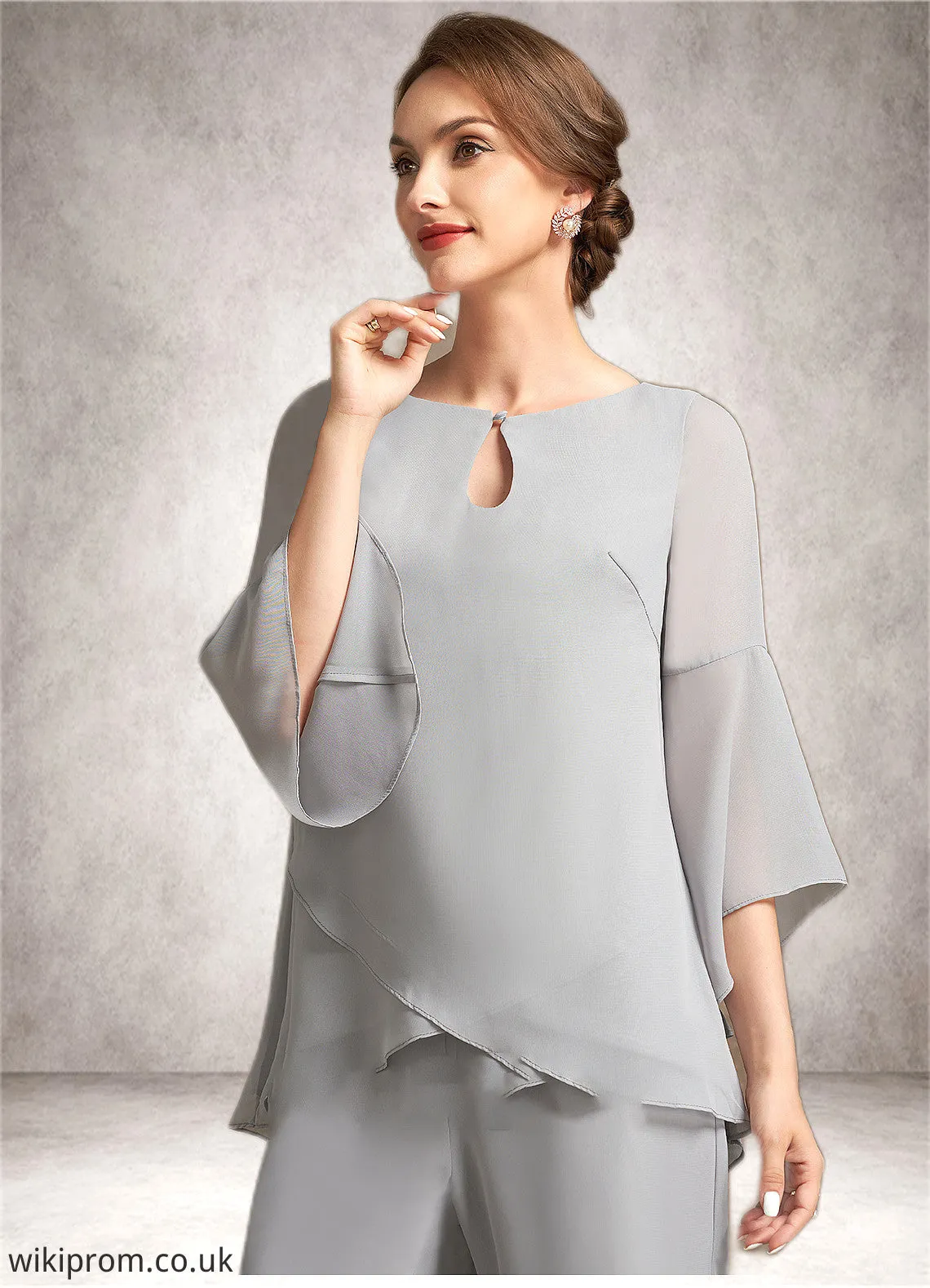 Katharine Jumpsuit/Pantsuit Scoop Neck Ankle-Length Chiffon Mother of the Bride Dress SWK126P0014958