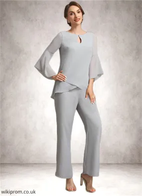 Katharine Jumpsuit/Pantsuit Scoop Neck Ankle-Length Chiffon Mother of the Bride Dress SWK126P0014958