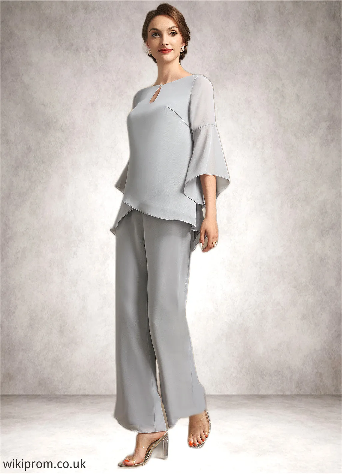 Katharine Jumpsuit/Pantsuit Scoop Neck Ankle-Length Chiffon Mother of the Bride Dress SWK126P0014958